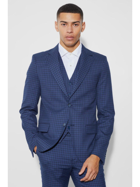 Однобортний тонкий піджак у клітинку
