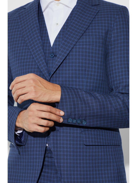 Однобортний тонкий піджак у клітинку