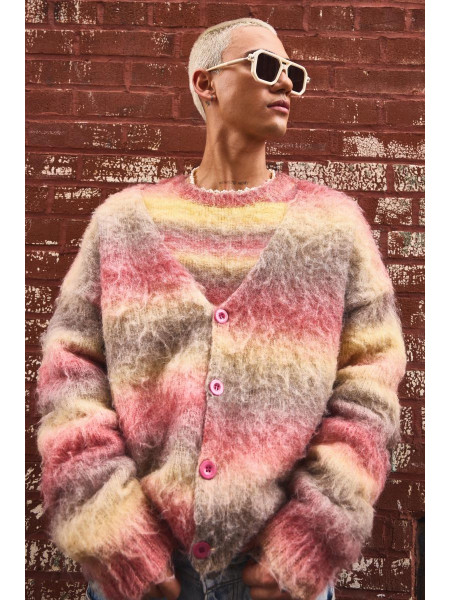 Величезний трикотажний кардиган із щіткою в смужку