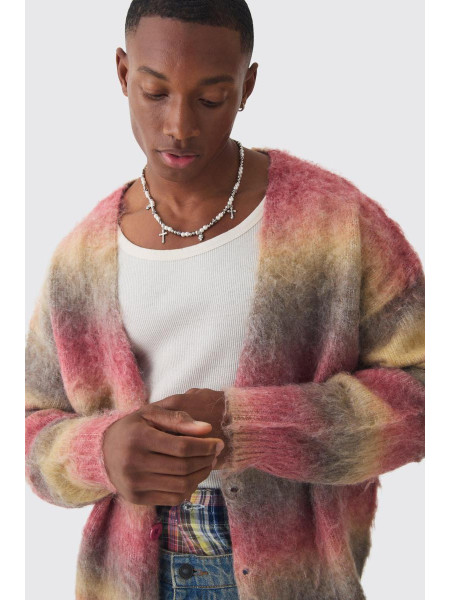 Величезний трикотажний кардиган із щіткою в смужку