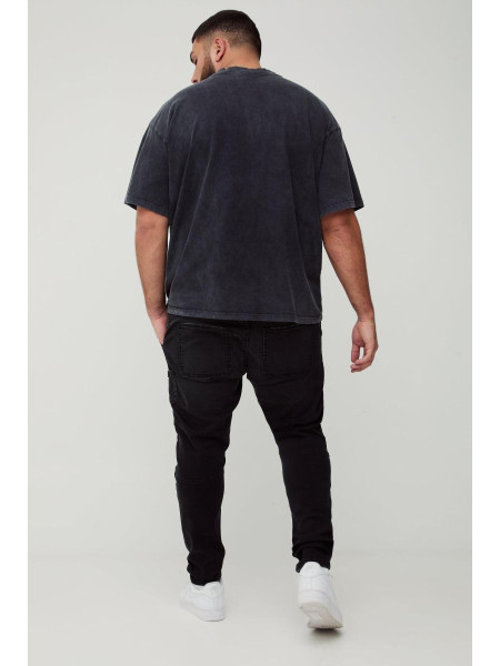 Плюс важкі штани в обтяжку з контрастною вставкою і блискавкою