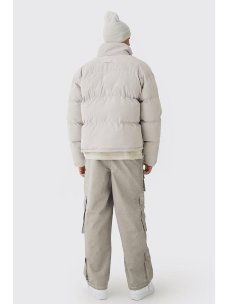 Куртка-пуховик із штучної замші з круглим вирізом і каменем