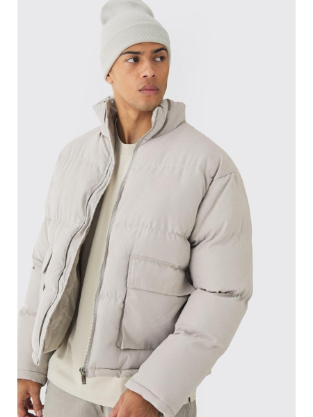 Куртка-пуховик із штучної замші з круглим вирізом і каменем