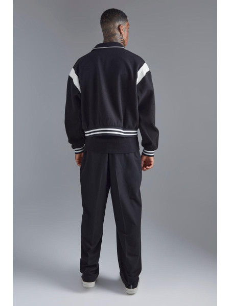 Боксі Мелтон Бомбер -куртка з контрастними оздобленнями