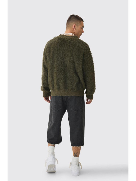 Негабаритний боксерський супер пухнастий трикотажний кардиган