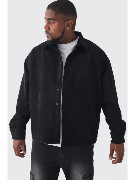 Плюс сорочка зі штучної замші на ґудзиках