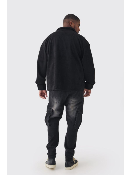 Плюс сорочка зі штучної замші на ґудзиках