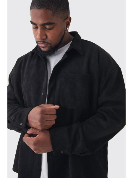 Плюс сорочка зі штучної замші на ґудзиках