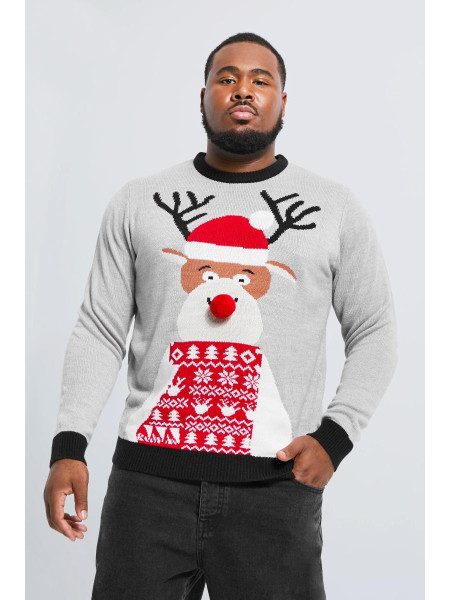Плюс різдвяний джемпер з капелюхом Санти з оленями