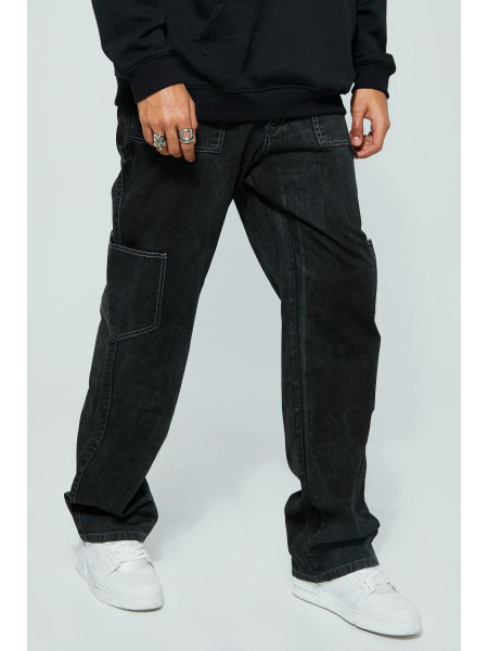 Високі випрані столярні штани-карго вільного крою