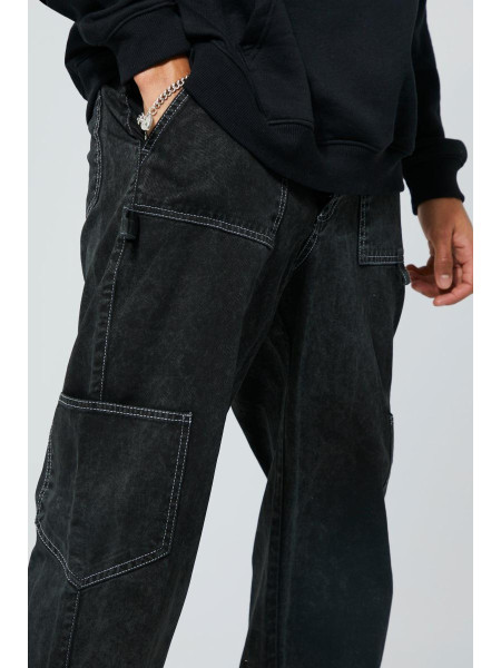 Високі випрані столярні штани-карго вільного крою