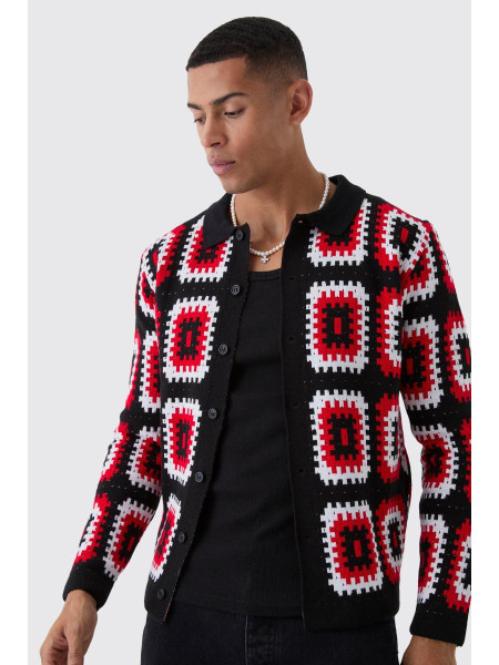 В'язана трикотажна сорочка з довгим рукавом