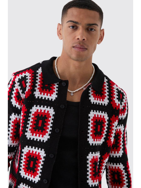 В'язана трикотажна сорочка з довгим рукавом