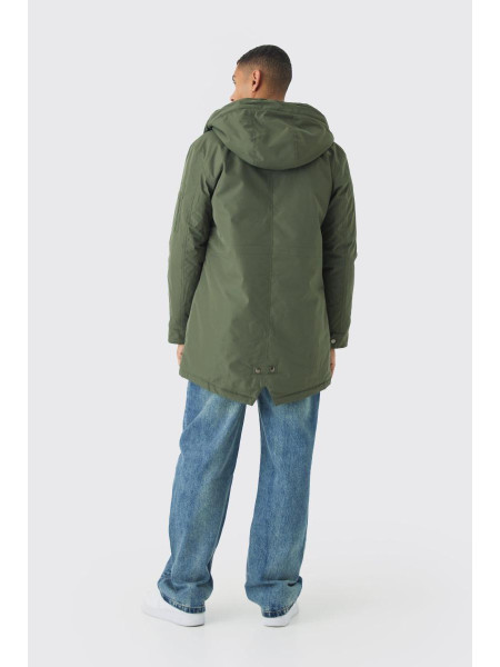 Велика парка кольору хакі з капюшоном на підкладці Borg