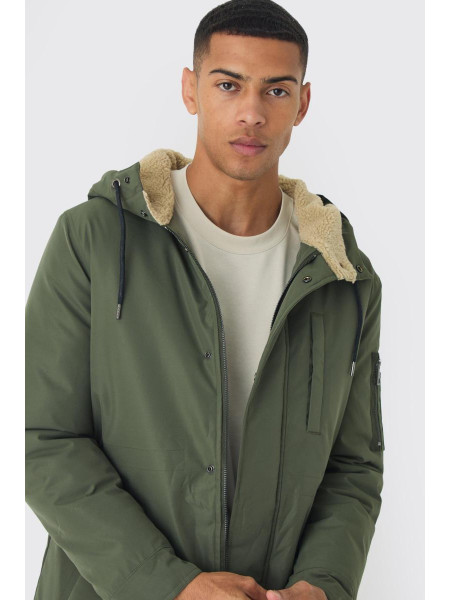 Велика парка кольору хакі з капюшоном на підкладці Borg