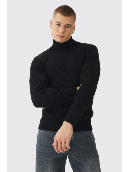 Чорний трикотажний трикотажний в'язаний джемпер Muscle Fit