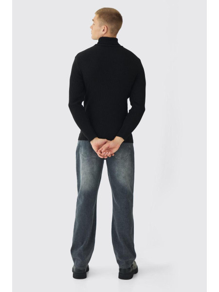 Чорний трикотажний трикотажний в'язаний джемпер Muscle Fit