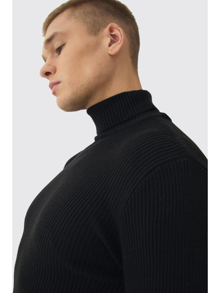 Чорний трикотажний трикотажний в'язаний джемпер Muscle Fit