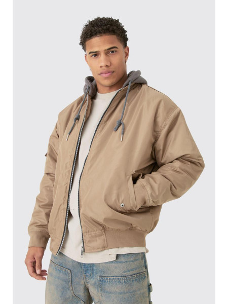 Негабаритний бомбер Ma1 з капюшоном у камені