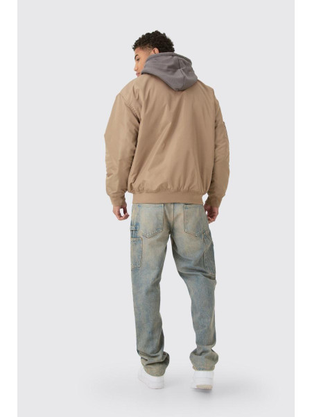 Негабаритний бомбер Ma1 з капюшоном у камені