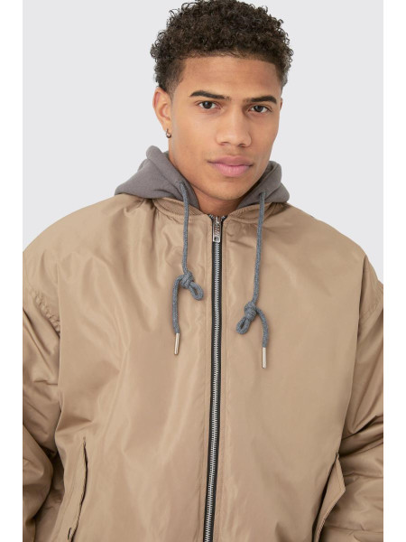 Негабаритний бомбер Ma1 з капюшоном у камені