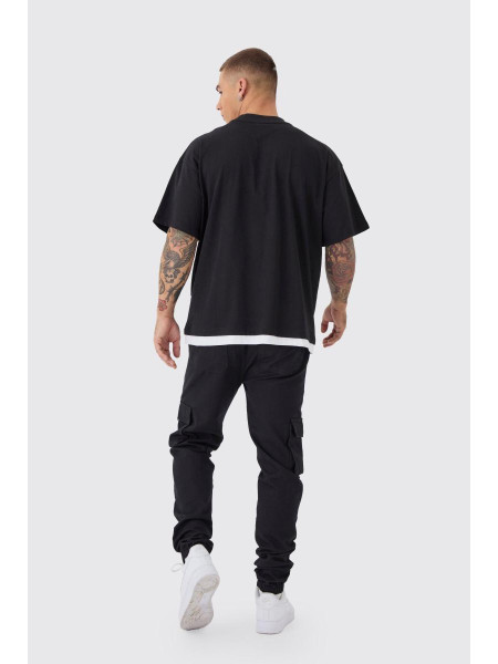 Вузькі штани-карго з еластичною талією та манжетами