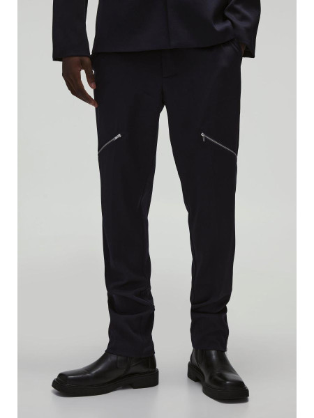 Приталені брюки на блискавці з ластовицею