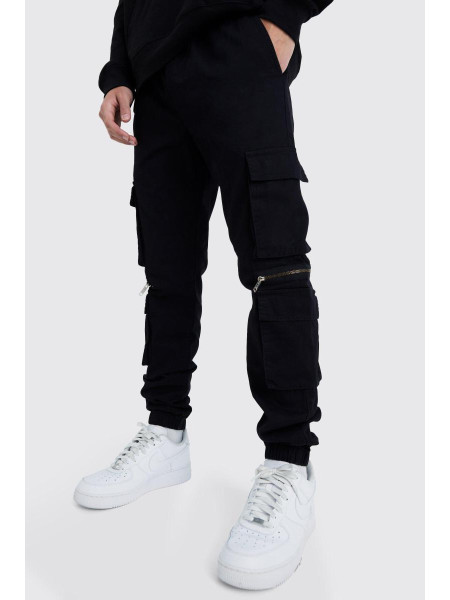 Штани карго на еластичній талії з кількома кишенями та блискавкою