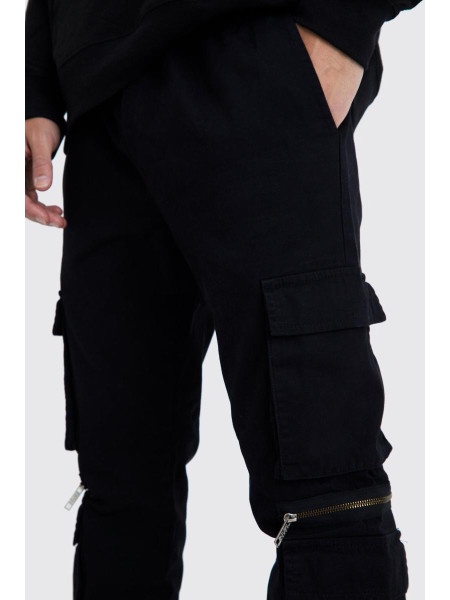 Штани карго на еластичній талії з кількома кишенями та блискавкою
