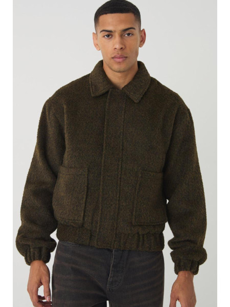Жакет Харрінгтона з вичесаним вовняним виглядом і хакі