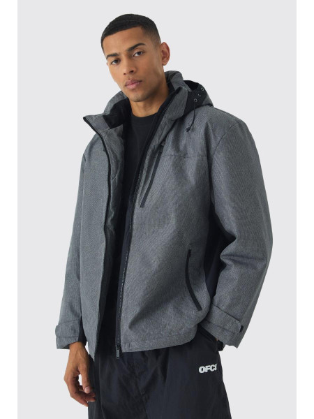 Сіра технічна туристична куртка з капюшоном Color Block