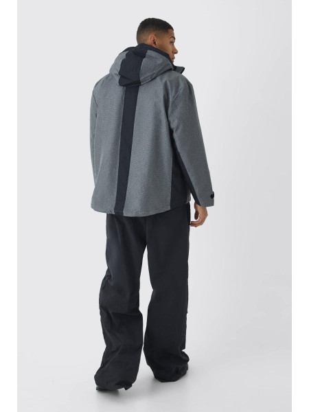 Сіра технічна туристична куртка з капюшоном Color Block