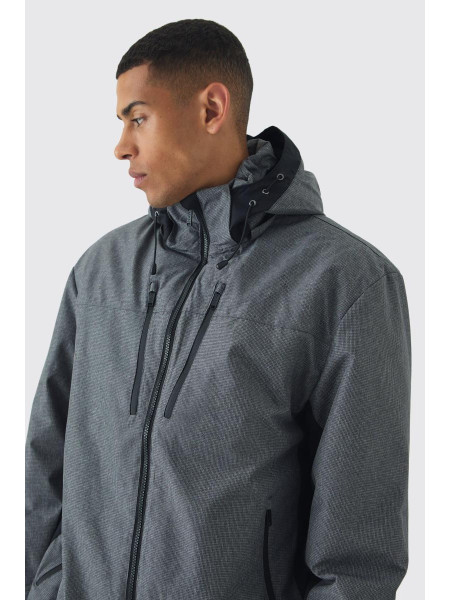 Сіра технічна туристична куртка з капюшоном Color Block