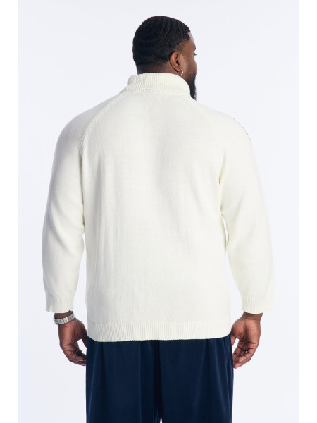 Светр з коміром-гольф та контрастними вставками