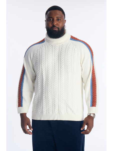 Светр з коміром-гольф та контрастними вставками