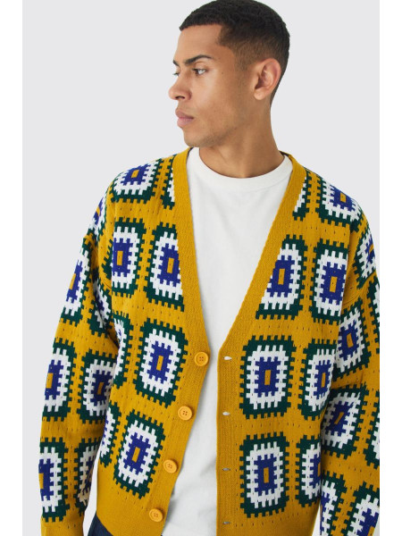 Кардиган великого розміру, в’язаний гачком