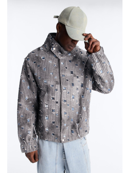 Сіра легка твідова куртка