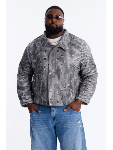 Сіра легка твідова куртка