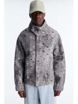 Сіра легка твідова куртка