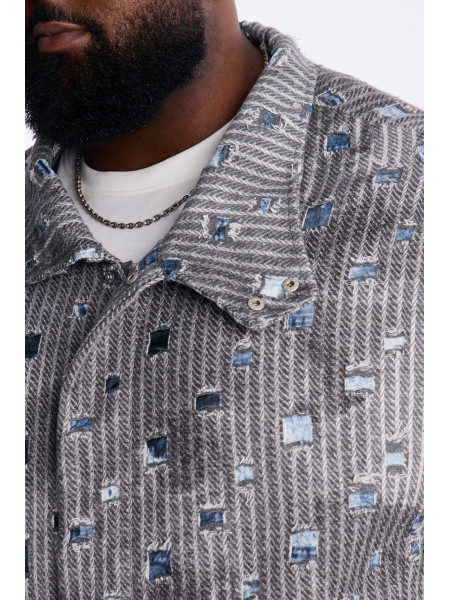 Сіра легка твідова куртка