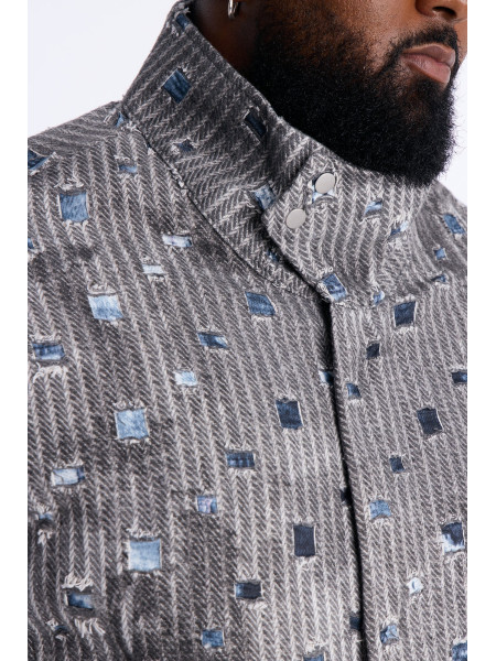 Сіра легка твідова куртка