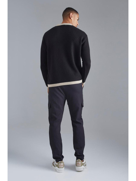 Трикотажне поло з довгими рукавами і контрастним коміром