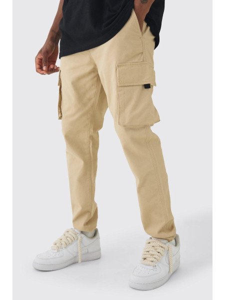 Високі вузькі штани-карго з еластичною талією та манжетами