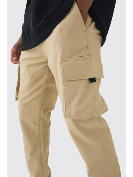 Високі вузькі штани-карго з еластичною талією та манжетами