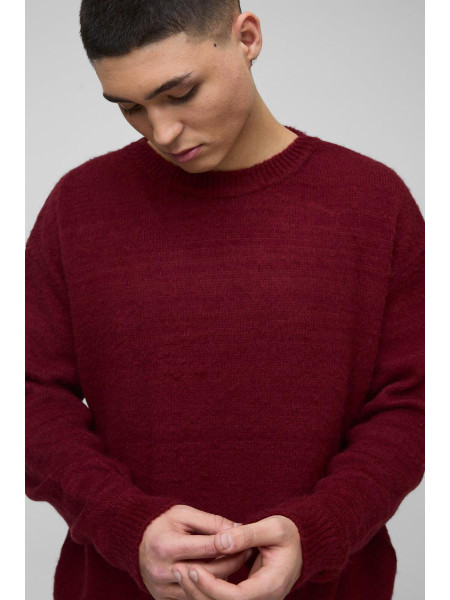 Пухнастий трикотажний джемпер із круглим вирізом