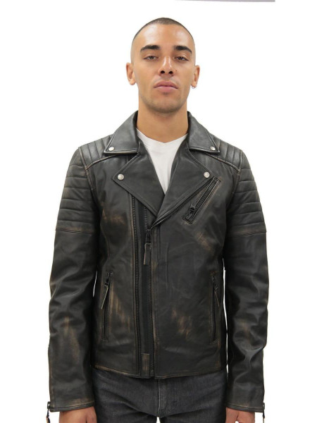 Brando Double Cross Zip Leather Biker Gacket-Casablanca