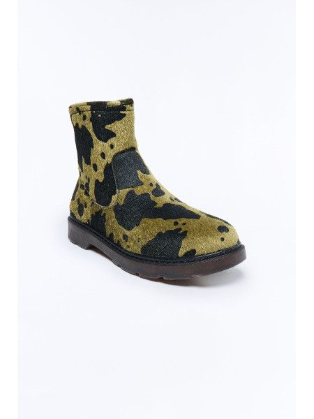 Черевики з імітацією шерсті поні з принтом корови