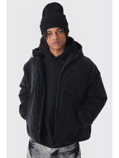 Чорне пальто з капюшоном і тисненням у формі скелета великого розміру