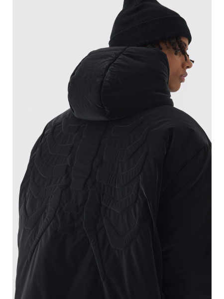 Чорне пальто з капюшоном і тисненням у формі скелета великого розміру