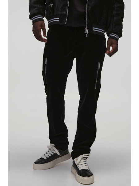 Велюрові вузькі жорсткі брюки з фіксованою талією